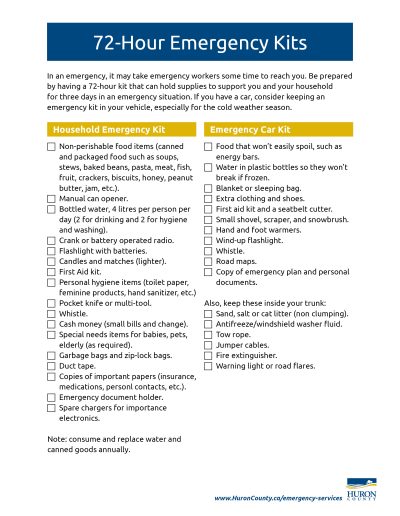 72-hour Emergency Kit List