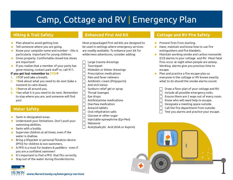 Camp, Cottage and RV Emergency Plan List